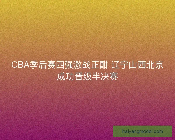 CBA季后赛四强激战正酣 辽宁山西北京成功晋级半决赛